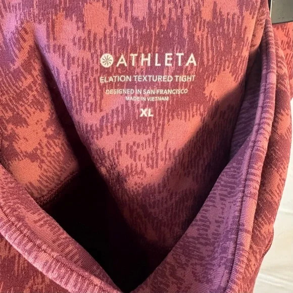 Athleta Elation Textured Tight in Burgundy/Mauve Print Size XL - Picture 5 of 7